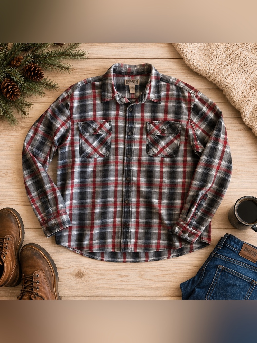 Duluth Trading Co. Plaid Flannel Button Front Work Shirt Men’s XL 100% Cotton